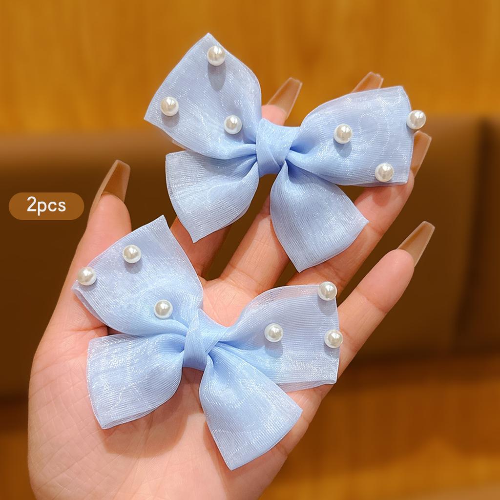 2 Blue Bow Hair Clips and Hair Accessories Suitable for Daily Use