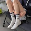 Ladies Autumn and Winter New Letter High Rubber Stripe Two Bars Sport Tube Cotton Socks