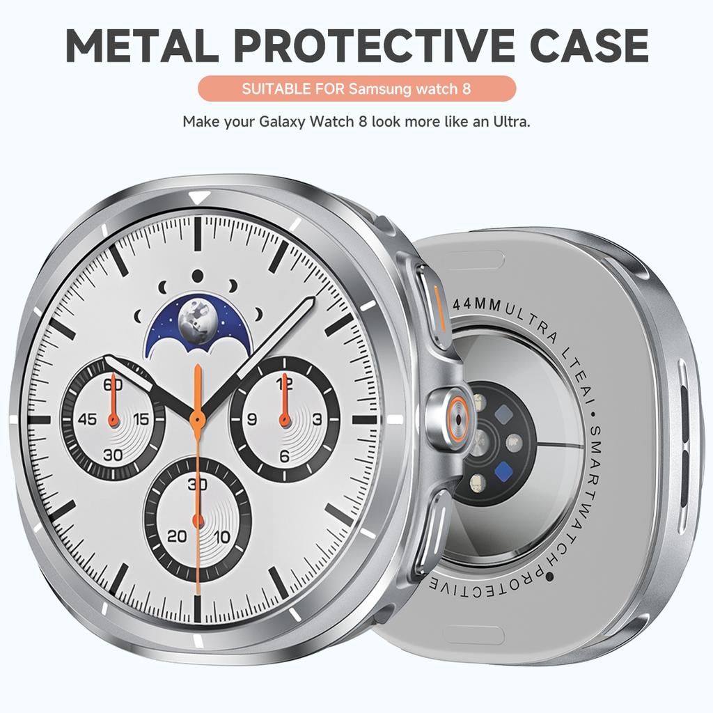 Kovové pouzdro pro Samsung Galaxy Watch 8 40/44mm PC + kovový kryt se stupnicí pro Galaxy 8 44/40mm Smartewatch Anti-drop nárazník Shell