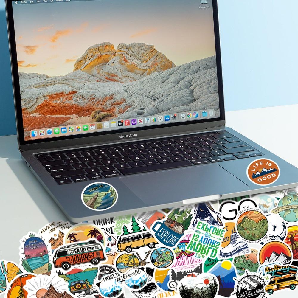 50 100Pcs Outdoor Travel Stickers Hiking Adventure Wilderness Camping Vinyl Decal Water Bottle Laptop Cup Car Waterproof