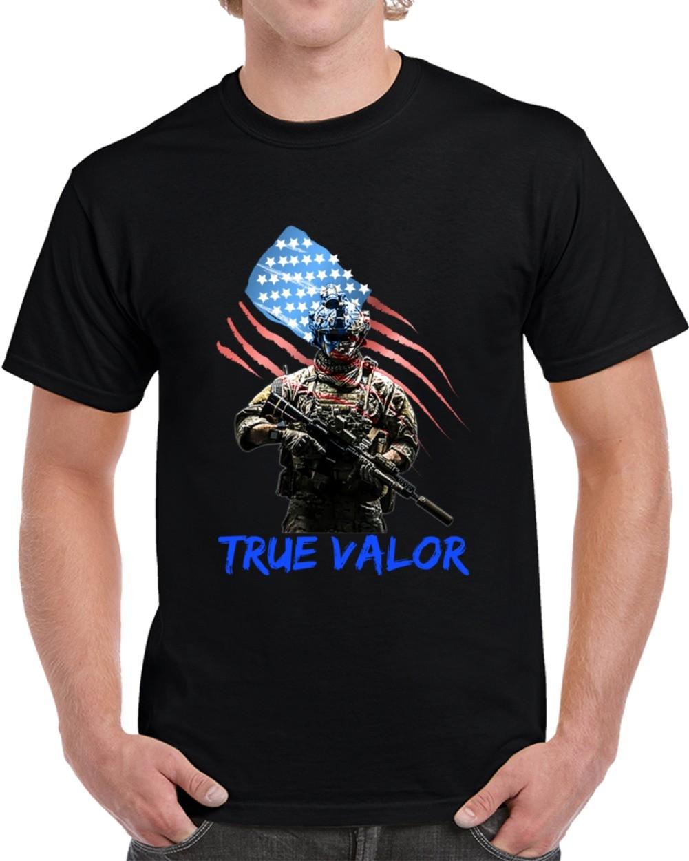 True Valor Patriotic American Soldier T-Shirt USA Courage Tee Unisex Gift TShirt M