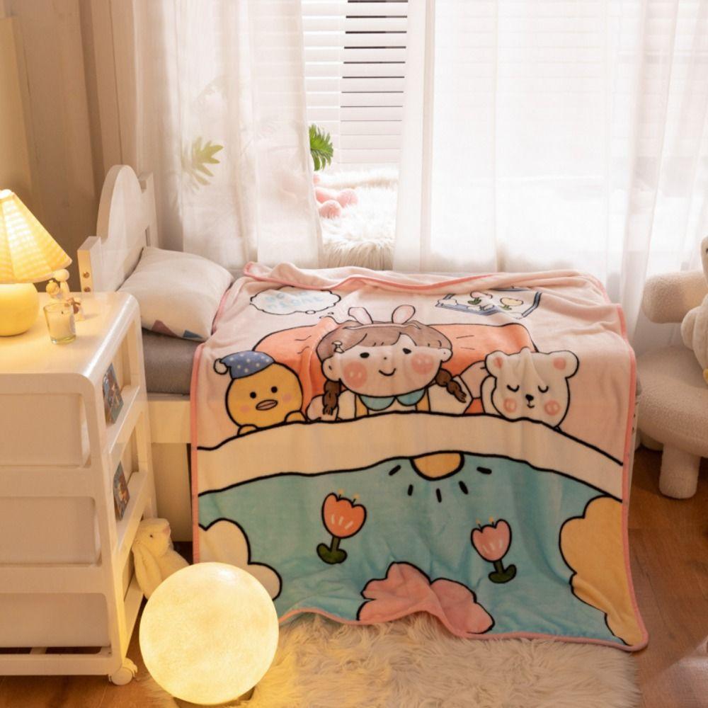 Skin Friendly Throw Blanket Dinosaur Pattern Bed Blanket Quilt Cartoon Flannel Blankets  Office
