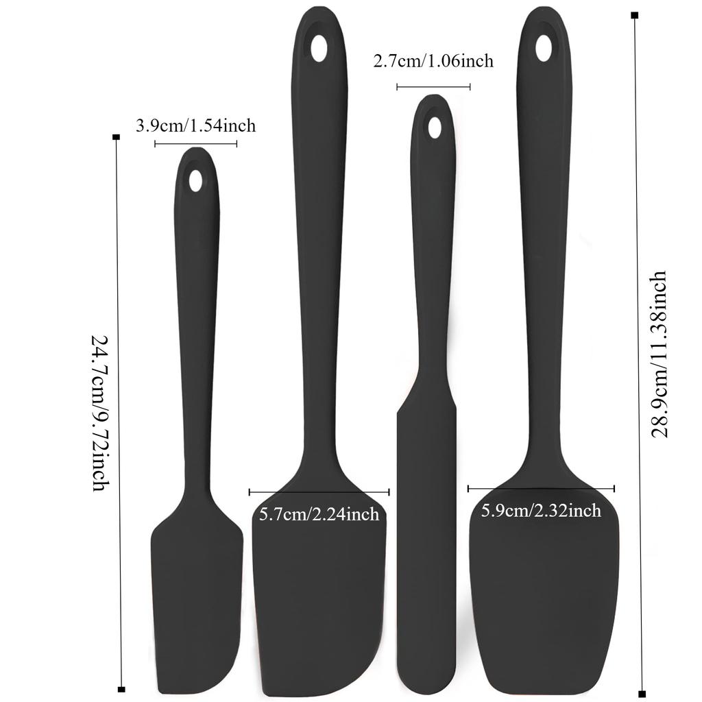 Set spatule silicon 4 piese Rezistent la căldură Spatulă pentru cremă de tort, gem, unt Antiaderent Flexibil Ustensile de copt, gătit, bucătărie