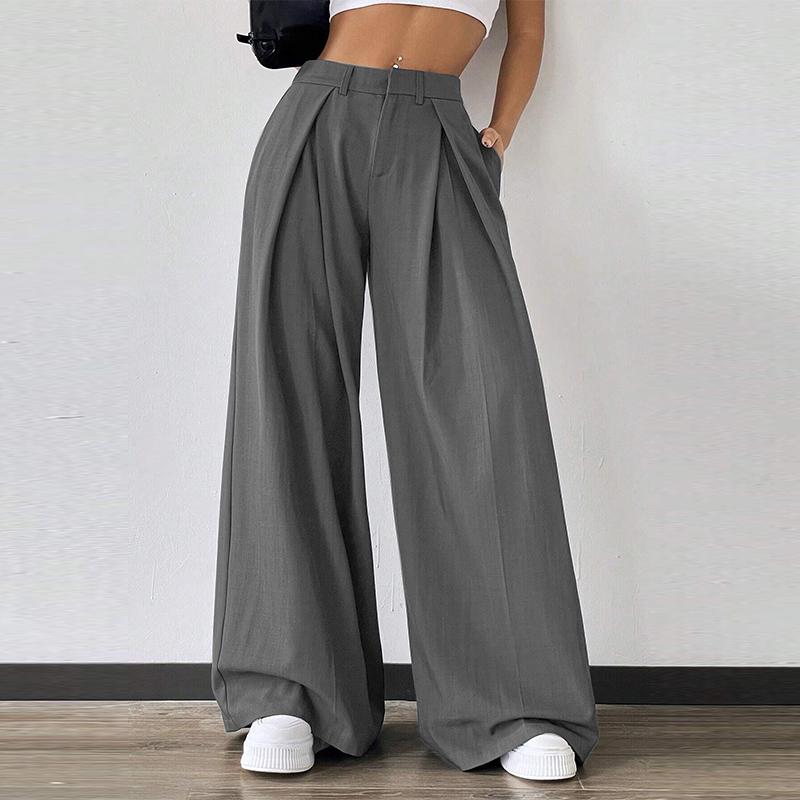 

ZANZEA Women Commuting Casual Solid Color Loose Wide Leg Pants 4XL