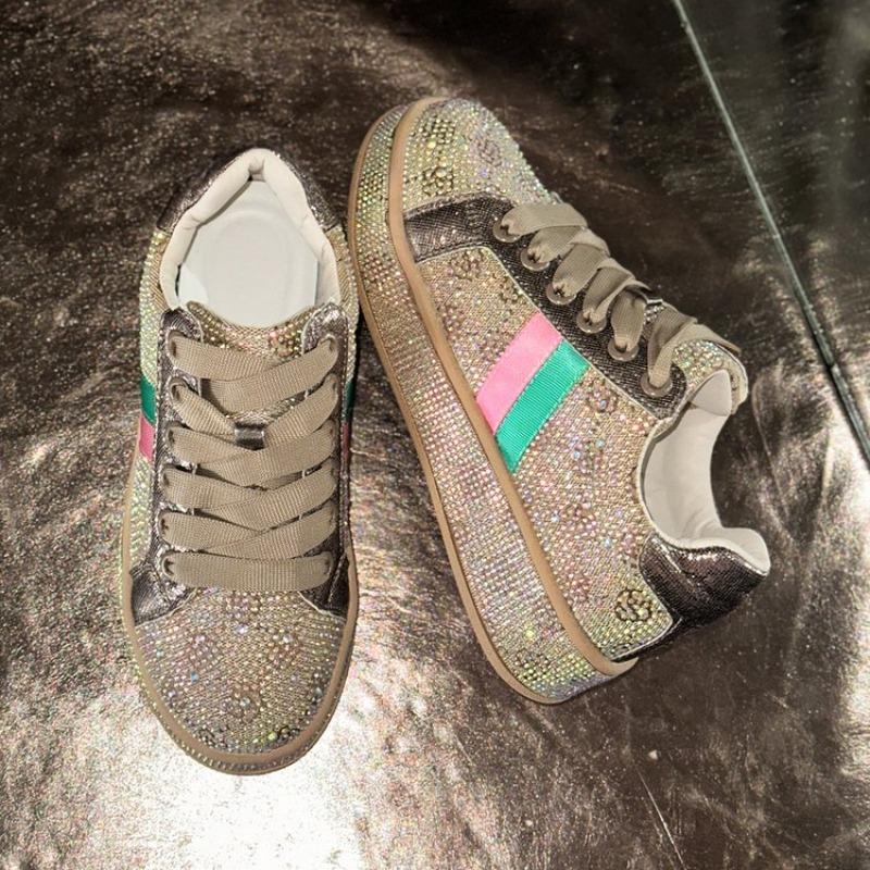 Fashion Women Sneakers 2025 New Sparkles Luxury Platform Designer Shoes for Woman Trainers Rhinestone Fashion Casual Sneakers Women