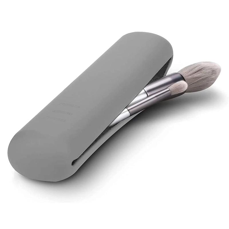 Travel Makeup Brush Holder Silicone Cosmetic Face Brushes Holder Makeup Brush 1 светло-серый
