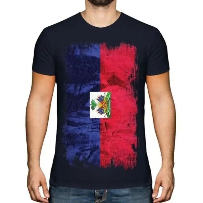 Haiti Grunge Flagge Herren TShirt Haïti Haitianische Ayiti Shirt Fußball