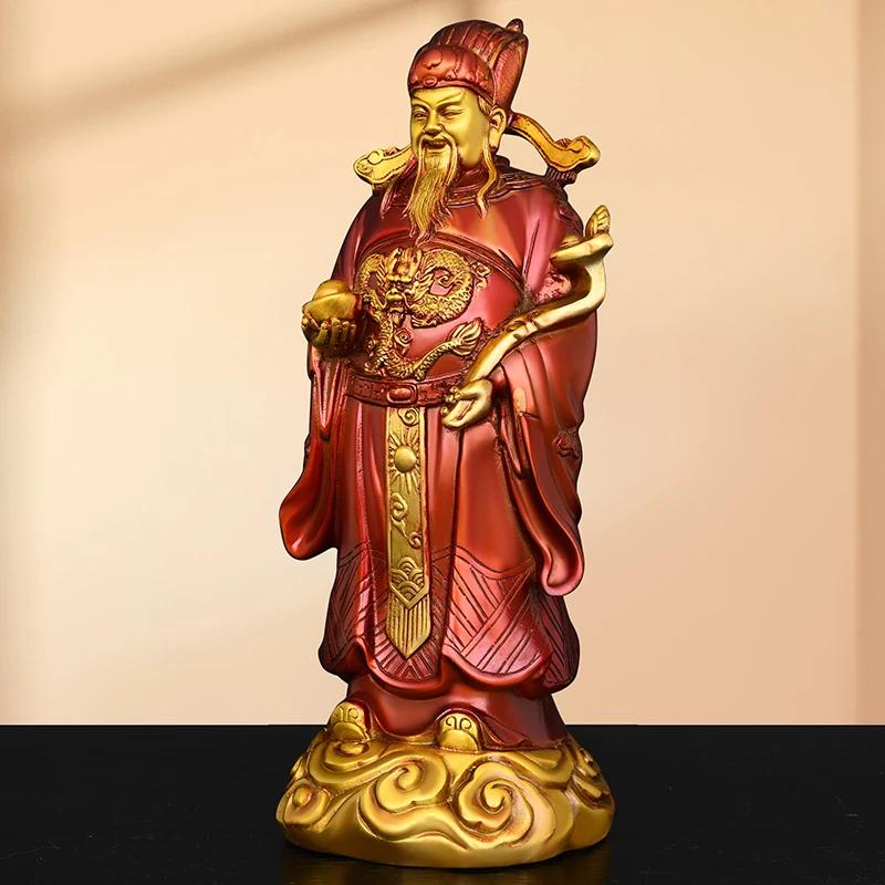 Feng Shui God of Wealth Figurine Literary Holding Ingots Ruyi Scepter Home Living Decor