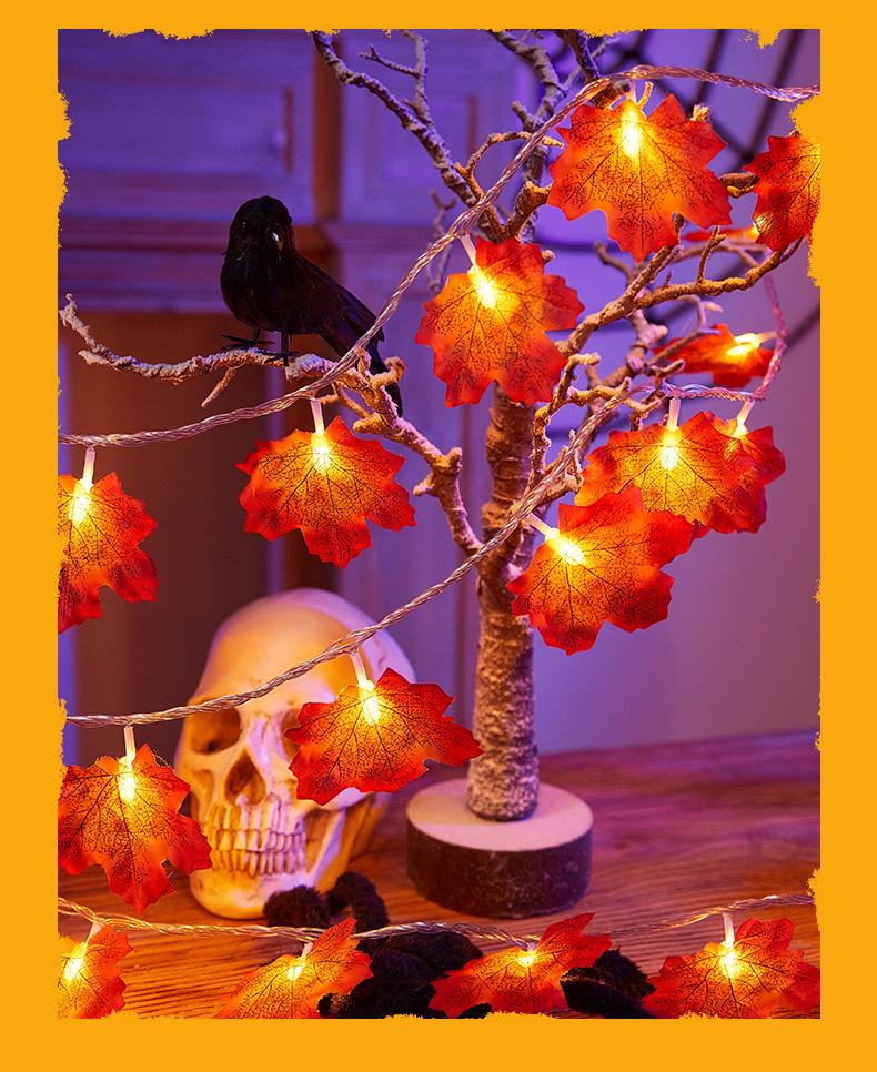 LED Maple Leaf Pumpkin Lantern Halloween Decorations for Window, Bar, Party Scene, and Atmosphere Lighting