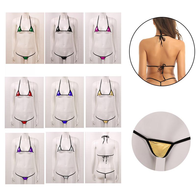 Womens Micro Swimsuit Bra Mini Bikini Swimwear 2Pcs/Set Bathing Suit