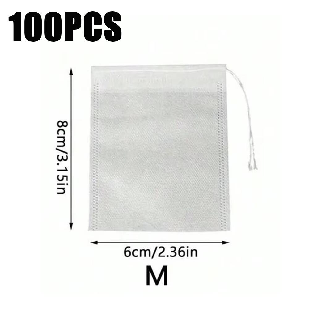 100/200pcs Disposable Tea Filter Bags Drawstring Style Empty Bags Non-Woven Sealing Teabags For Spice Coffee Tea Kitchen Tools