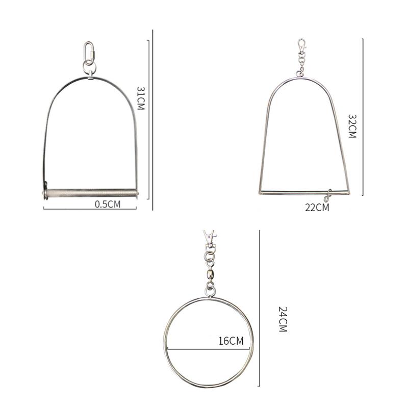 Hanging Birds Swing Stainless Steel Perch Stand Paw Grinding Toy for Parrot Cockatiel Budgie Macaw African Grey