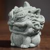 Sand Color Tea Pet Chinese Style Ancient Animal Statue Green Sand Color Mini Tea Pet Figurine Handcrafted Table Centerpiece Tea
