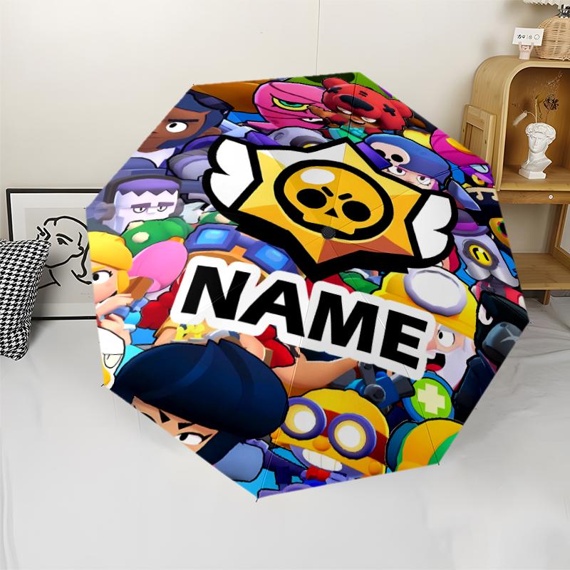 Personalized Name B-Brawl Stars Print Umbrella - Automatic Open/Close, Eight-Rib Durable Frame, Automatic Folding Umbrella