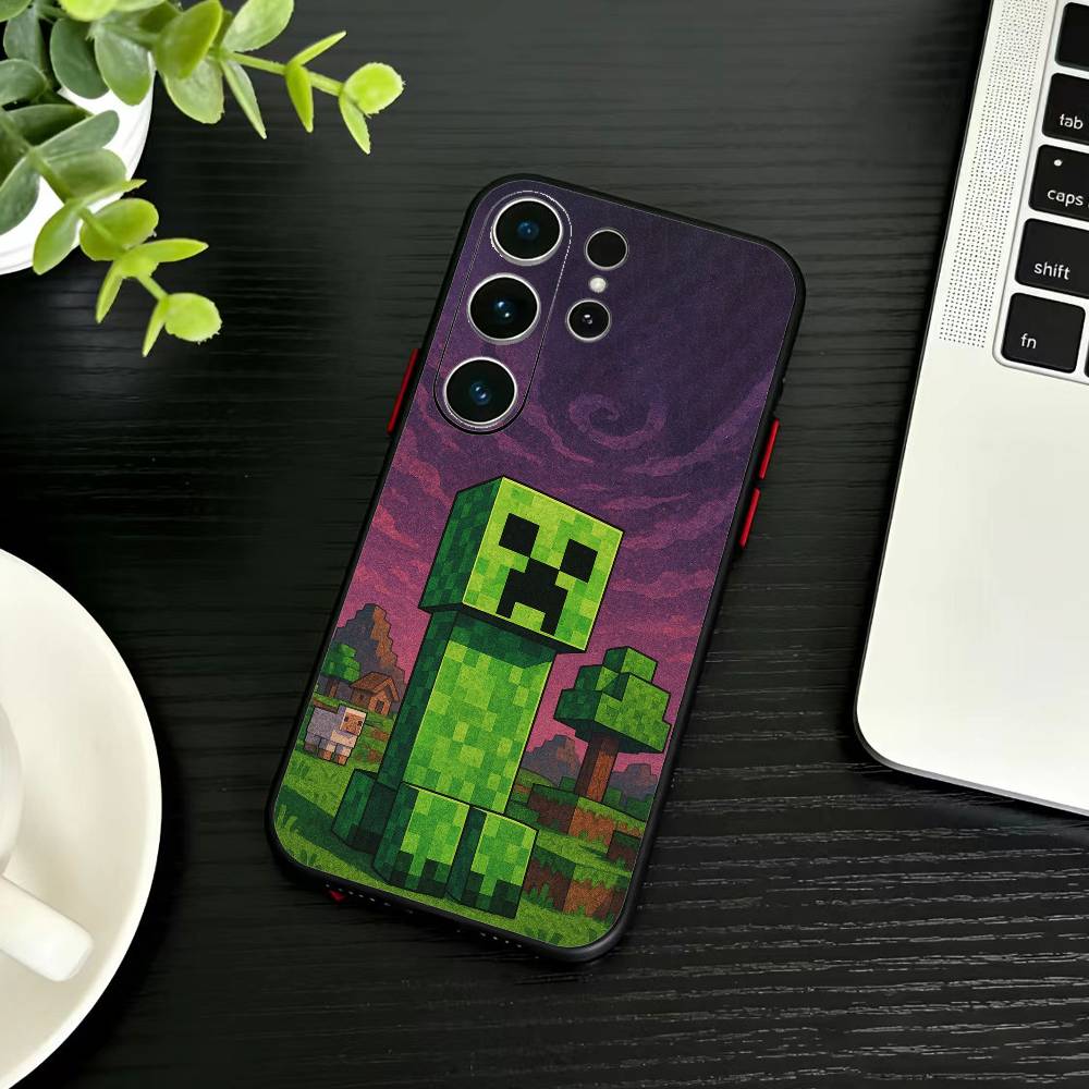 

G-Green P-Pixel M-Monster C-Creeper Phone Case For Samsung S26,S25,S24,S23,S22,S30,S21,Ultra,Plus,FE 5G Black Soft Cover Samsung S235G