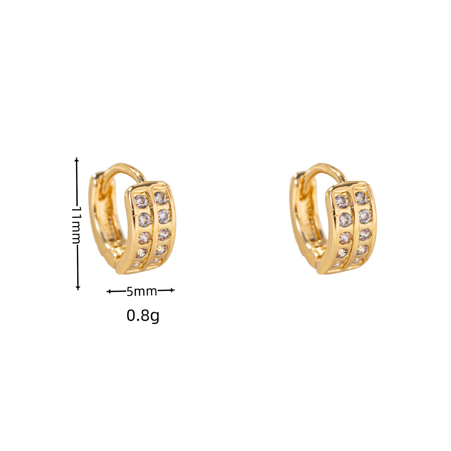 Elegant Geometric Double Row Zirconia Rhinestone Earrings & Ear Cuff for Women - Versatile INS Style