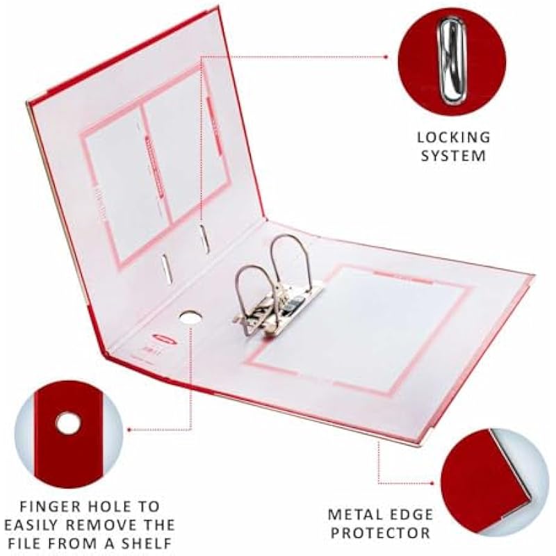 

Anupam Attractive Lever File N1-31 x 35 x 8 cm - U Shaped Clip Binder Box - Finger Grip Hole - Metal Edge Protector for Full Size (N-1)