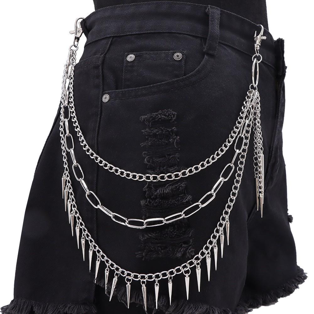 Chaîne de taille multicouche Hip Hop Punk Métal Rivet Bijou pour Performance Scénique