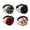 Korean Style Fashion Large Pearl Rose Flower Hair Ring Handmade Camellia Hair Tie Headband Hair Ornament