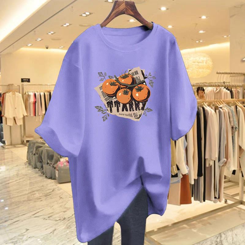 

Женская летняя футболка из хлопка свободного кроя в корейском стиле с короткими рукавами XXL фиолетовый