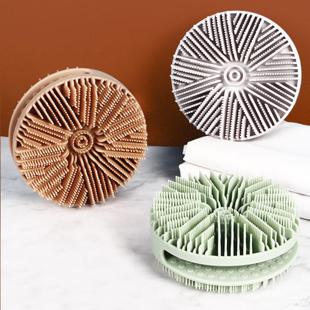 Portable Hand-operated Bath Brush Double-sided Massage Brush Silicone Bath Brush  Bathroom