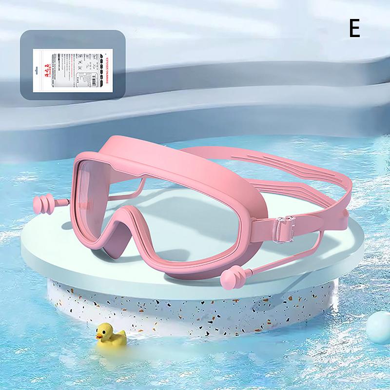 Adult Anti Fog Swimming Goggles with Earplugs Wide View Big Frame Diving Swim Glasses Professional Eyewear for Swimming Pool
