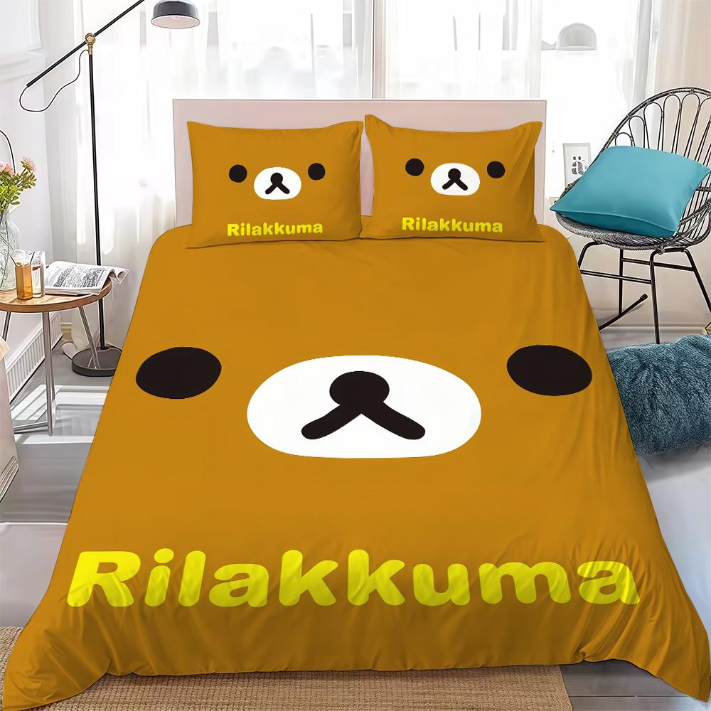 Cartoon R-Rilakkuma Cute Duvet Cover Set Home Style Bedding Soft Laundry Cotton Bed 3 Piece Set Student Dormitory Gift