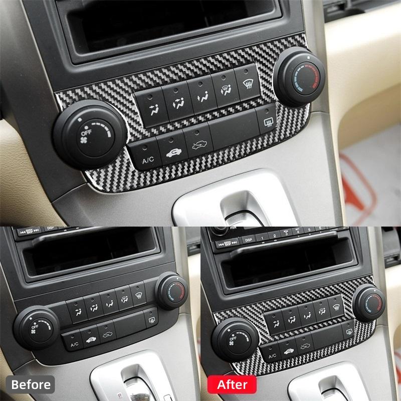 Für Honda CRV 2007 2008 2009 2010 2011 Zubehör Kohlefaser Innenraum Auto Mittelkonsole CD-Panel Lautstärkeregler Rahmen Abdeckung Zierleiste