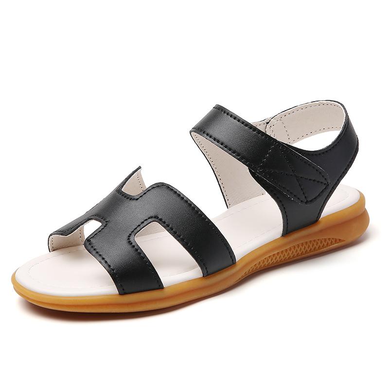 Women Black Sandals Summer White Dressy Open Toe Casual Flats Sandals Plus Size