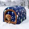 Anti-Slip Waterproof Dog House Plush Warm Cat Sleeping Cave Star Print Pet Sleeping Nest  Winter