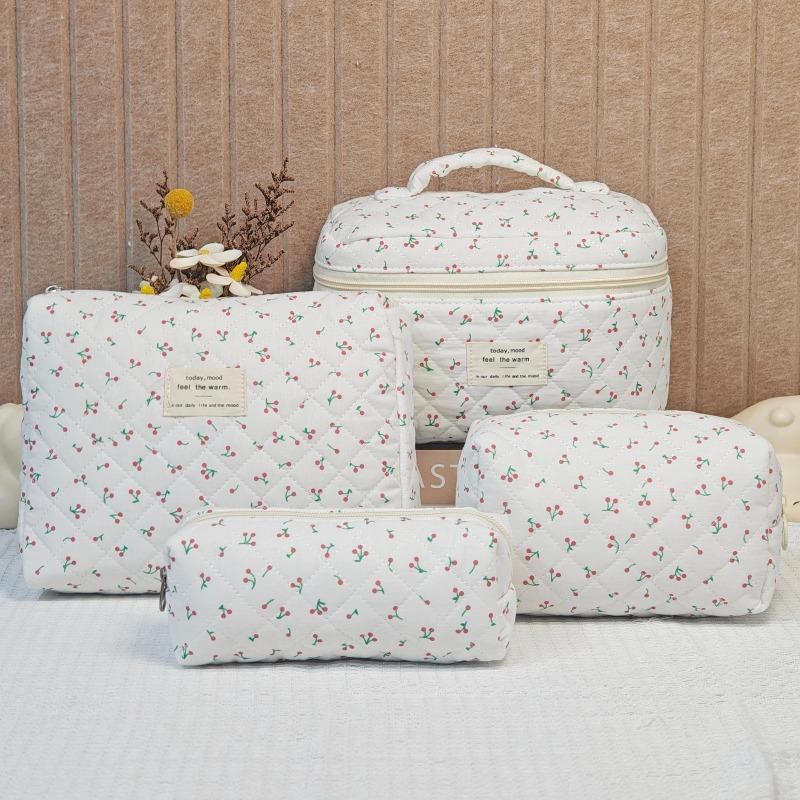 Vintage Large Capacity Cosmetic Bag Portable Travel Storage Bag Handheld Makeup Pouch for Toiletries Cosmetics Organizer Outdoor Daily Use