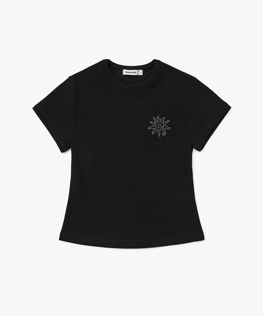 Lomaentinueo Sunrise Slim-Fit Cropped Cotton T-Shirt (Black)