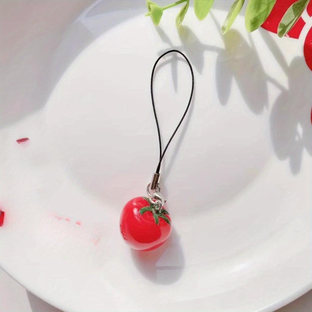 Acrylic Tomato Strawberry Shape Keychain Adorable Strawberry Bag Keyring Fruit Pendant