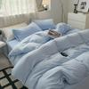 Bed Sheet Quilt Cover Nude Sleeping Pure Cotton Four-piece Set Washed Cotton Soft Bed Sheet Quilt Cover Solid Color Bedding
