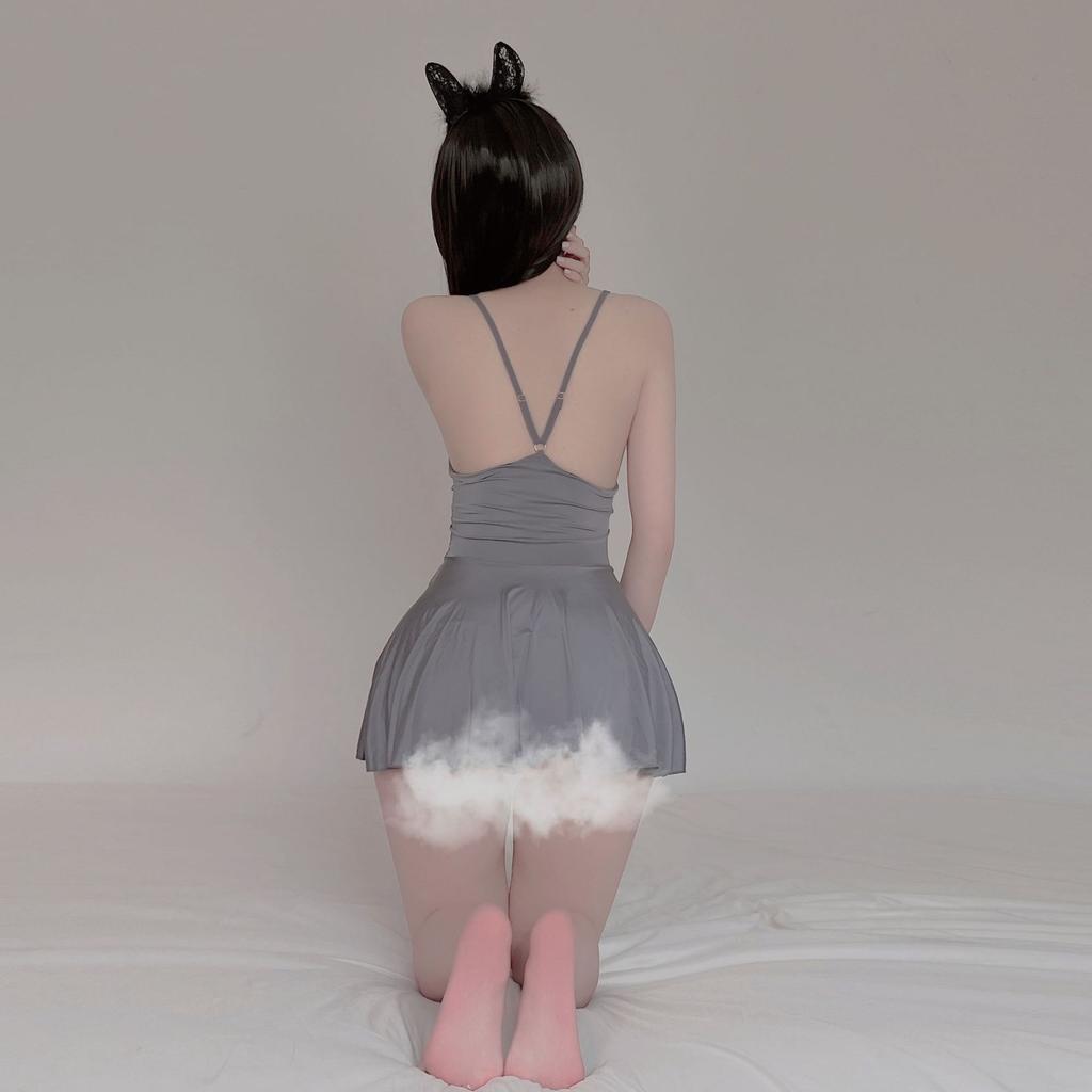 Ice silk fun tight body temptation dress pleated home comfort mood underwear dress short skirt