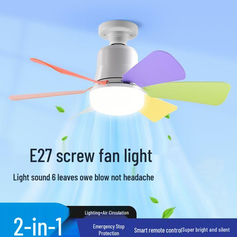 Silent Flower Pattern LED Ceiling Fan with E27 Base, Six Detachable Blades for Home, Bedroom, and Living Room.