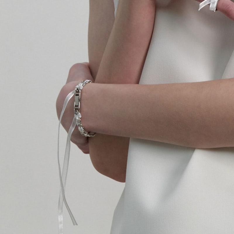 LOVE ME MONSTER Sheer Long Ribbon Chain Bracelet (L241MBC030)