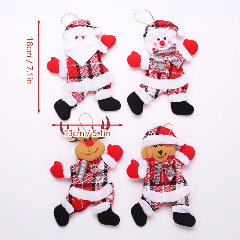 4pcs Christmas Tree Doll Pendant Santa Claus Snowman Elk Little Bear Party Dressing Xmas Decoration Accessory Pendant 2024