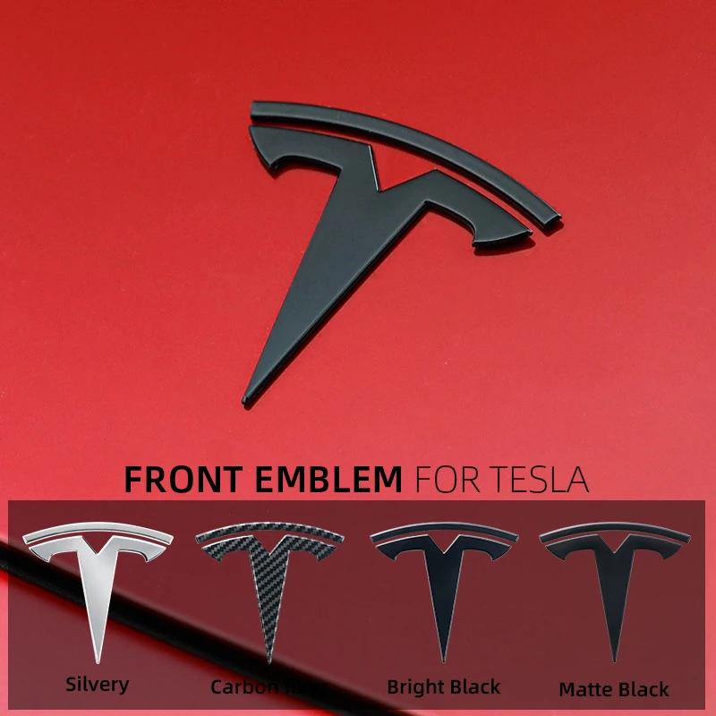 Adesivo de Carro Tesla Metal para Tesla Model 3 Mode Y Tampa do Emblema do Logo do Capô Dianteiro do Carro Adesivo de Estilo Emblema do Porta-malas Traseiro Acc