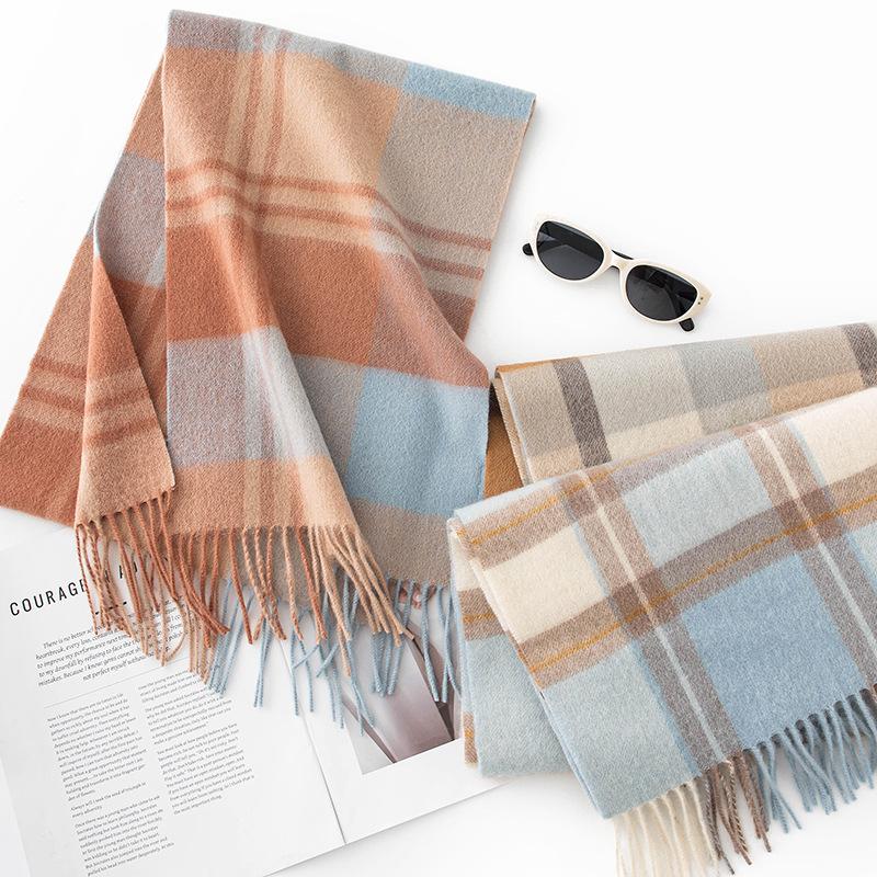 Wool Scarf Unisex  Versatile and Soft  Autumn and Winter Plaid Shawl  Thickened  Warm and Long Scarf