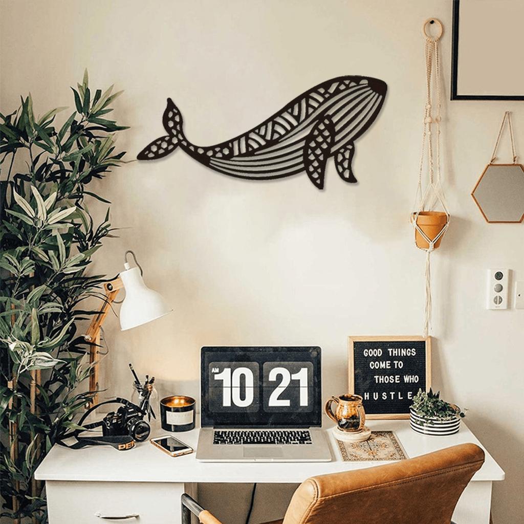 Creative 3D Whale Tail Metal Wall Art, Black Iron Sculpture Home Decor for Living Room, Hallway, Bedroom, Unique Gift Idea