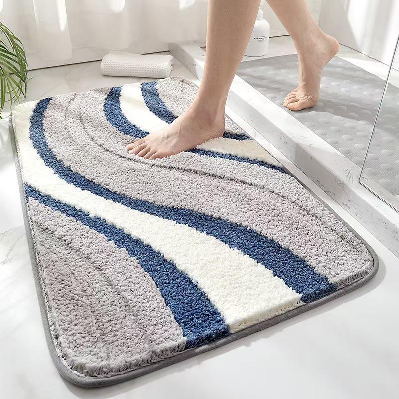 Modern Minimalist Cashmere Skin-friendly Floor Mat, Comfortable and Soft Non-slip Bathroom Floor Mat for Shower Rooms