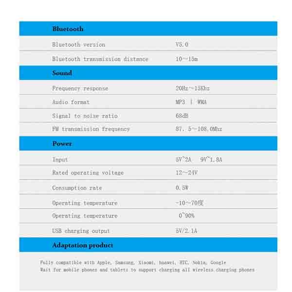 Car FM transmitter auxiliary modulator Bluetooth connection speaker car kit mp3 player adapter with 5V / 2A fast charging