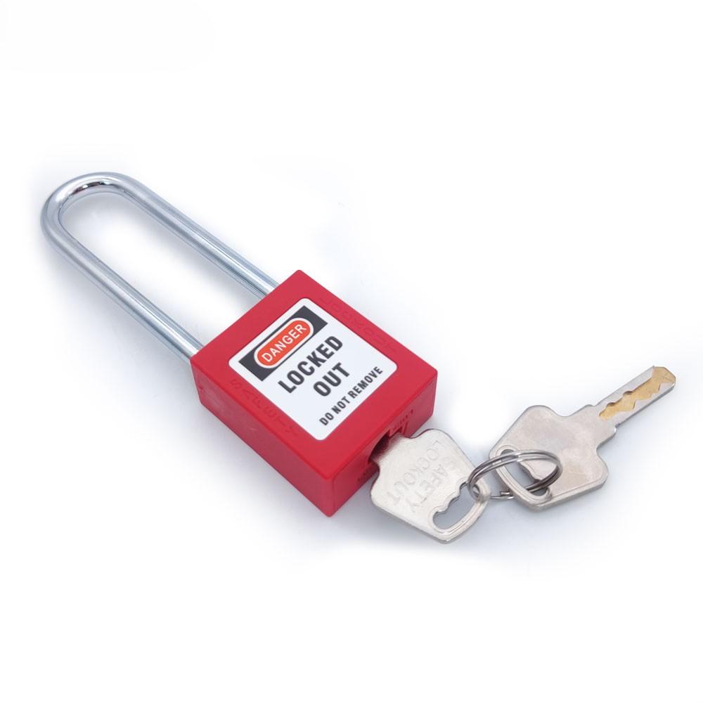 QVAND Quality Certified 76mm Steel Long Shackle Nylon Safety Padlock Key Operated High Safety