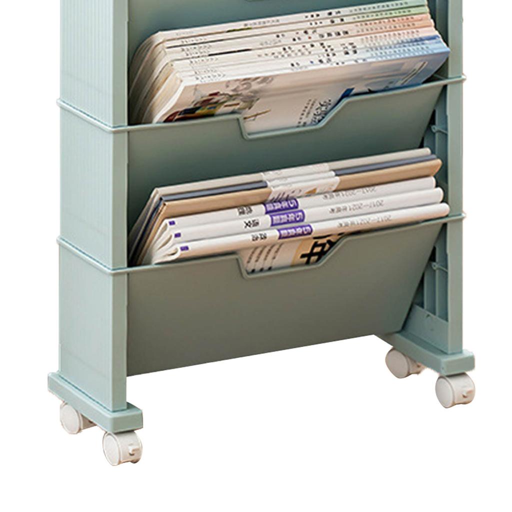 Classroom Bookshelf Multilayer with Universal Wheel Book Storage Shelving for Living Room