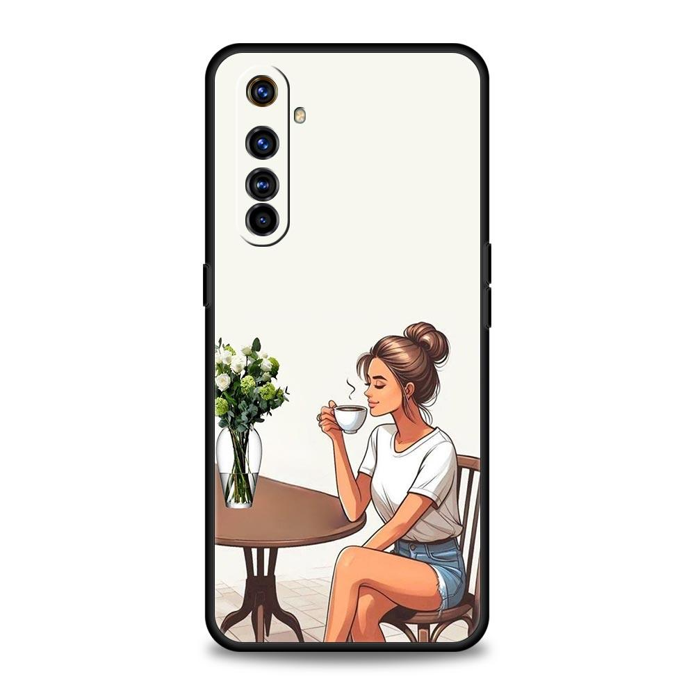 Girl Boss Female Coffee Phone Case For Realme 12 11 10 9 8 5G 7 6 GT5 GT3 GT2 Pro Plus C21 C11 C25 C35 For GT Neo 2 3 3T 5 Cover