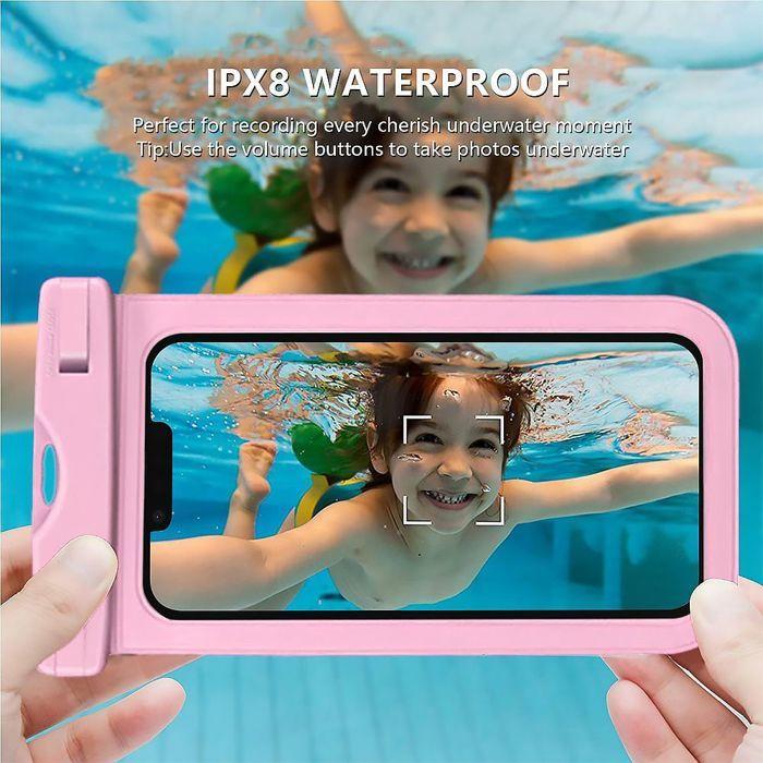 Housse Étanche pour Xiaomi Redmi Samsung Galaxy iPhone Google OPPO, Protection Waterproof IPX8 Toucher Sensible - Rose