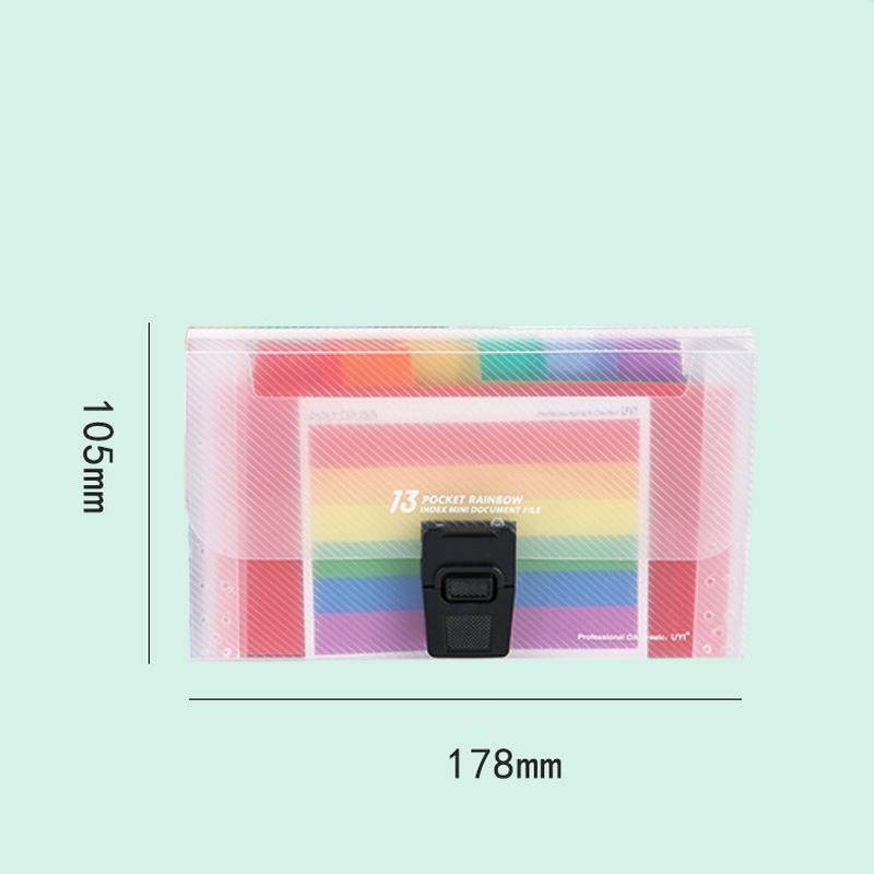 Regenbogenfarbene Organmappe Plastik Seilbindung Büro A6 Mini Rechnungsmappe 13 Fächer Aufbewahrung Klammerhalter Aufbewahrungstasche