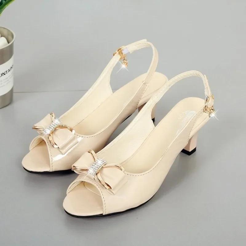 Women's Sandals 2026 Female Stiletto High Heel Shoes for Women Sexy Open Toe Fish Mouth Shoes Woman Bowknot Party Sandals Ladies