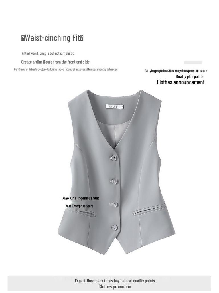 Gray Women's Petite Sleeveless Suit Vest - New Outerwear Top